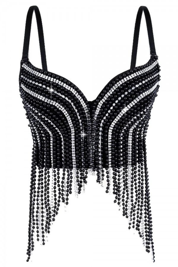 NT1238A / NEWGENS<br/>Rhinestone Fringe Bustier Corsets Top