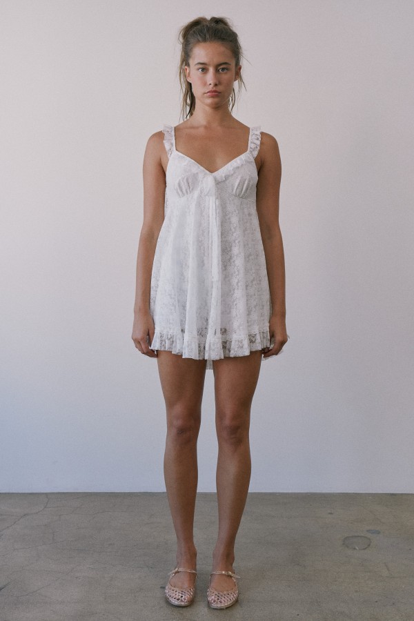CR4305 / CREAMON<br/>Clementine Lace Ruffled Swing Romper