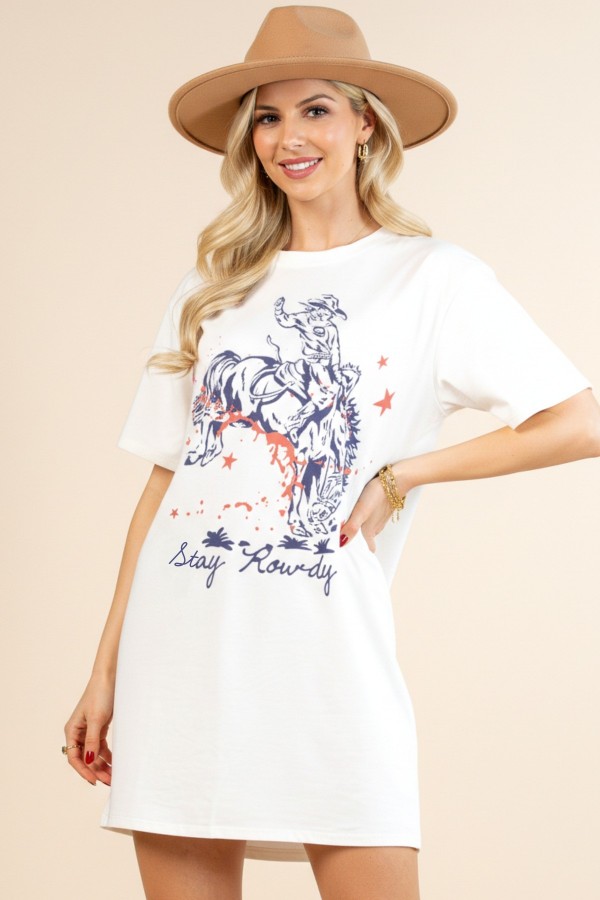 AV1202-6913 / Nylon Apparel<br/>Rolly Howdy Christmas Print Mini T Shirt Dress