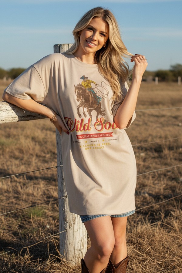 AV1202-6917 / Nylon Apparel<br/>Killa WIld Soul Print Mini T Shirt Dress