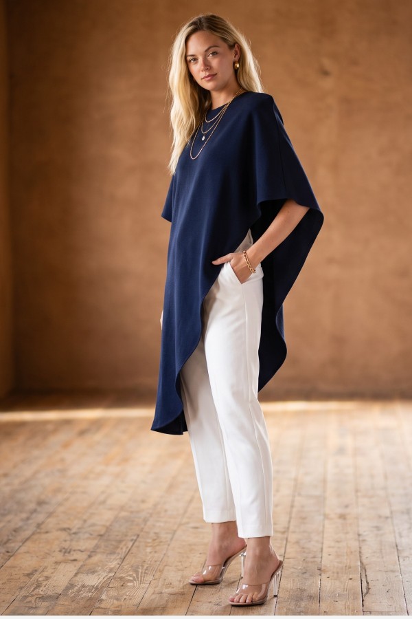 D1776-SD / Nylon Apparel<br/>Liliana Solid Tunic Asymmetric Top