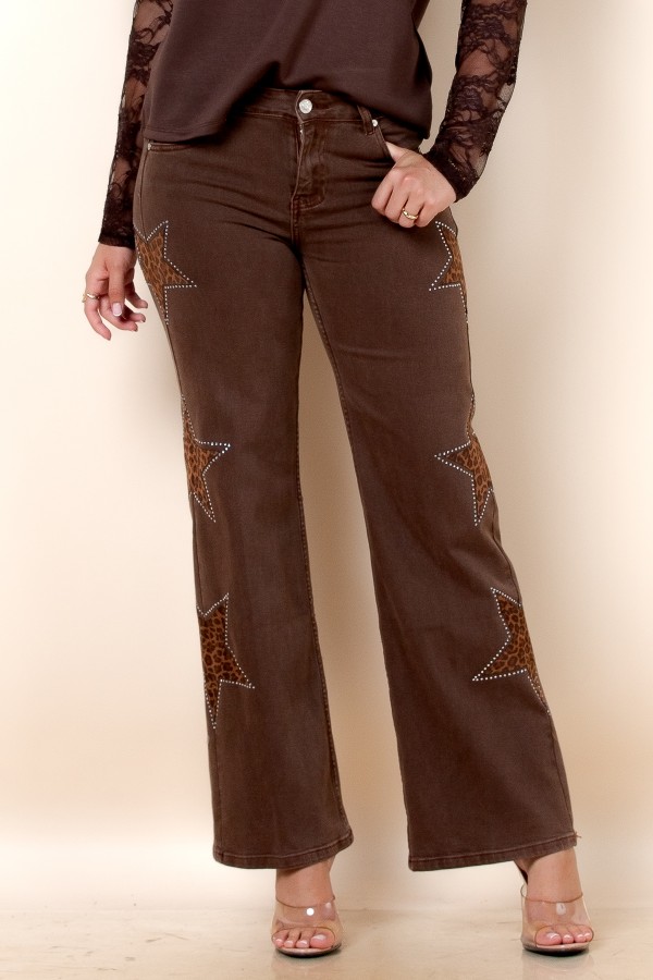 MG-1009 / Nylon Apparel<br/>Jennie Low Waist Star Print Detail Pants