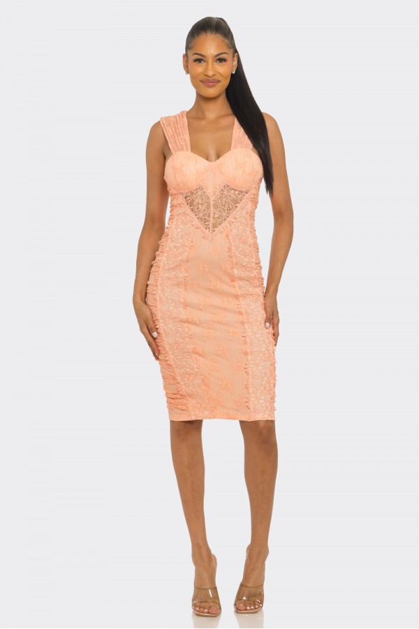 CSD0098 / Spring Haze<br/>Lace mix and match midi dress