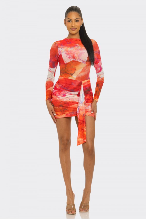 SHD3658 / Spring Haze<br/>Multi color mesh mini dress