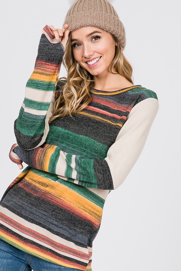 7465 / Lovely Melody<br/>Multi color striped knit sweater