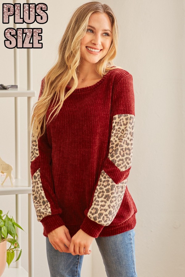LMT1234PL / Lovely Melody<br/>PLUS SIZE Velvet Chunky Animal Contrast Sweater