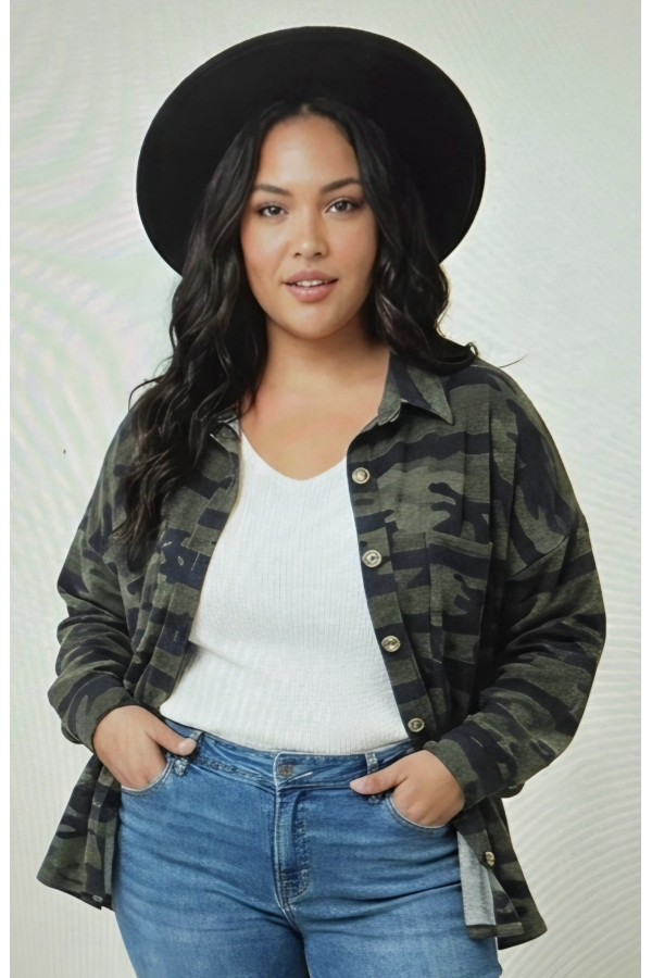 LMT3413 PL / Lovely Melody<br/>PLUS SIZE Lets talk about that aztec print shacket