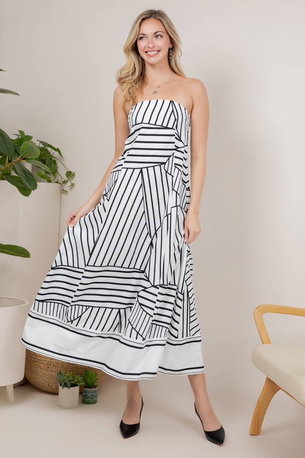SDUH-D1224 / Sundayup<br/>PRINTED STRAPLESS TUBE DRESS