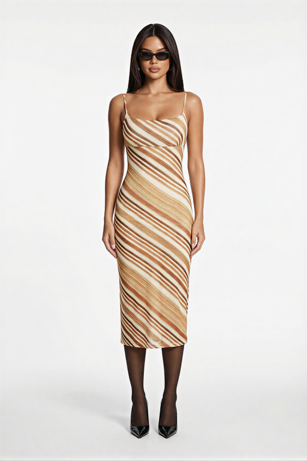 KD9857 / Charming Bunny<br/>Striped Midi Slip Dress