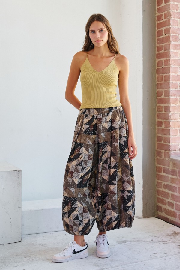 JJB6180-1 / Jade By Jane<br/>PATCHWORK BALLOON PANTS