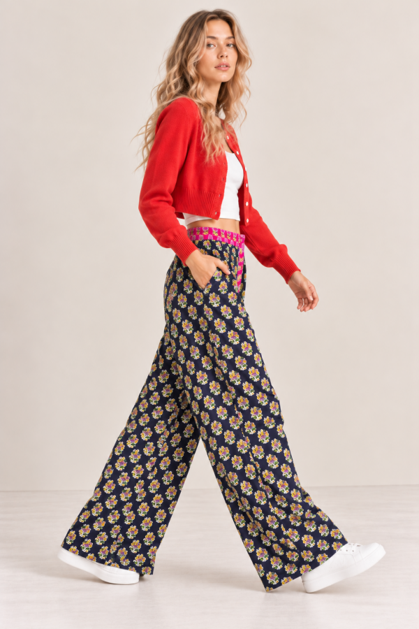 JJB8568P / Jade By Jane<br/>PLUS SIZE FLORAL PRINT WIDE-LEG PANTS