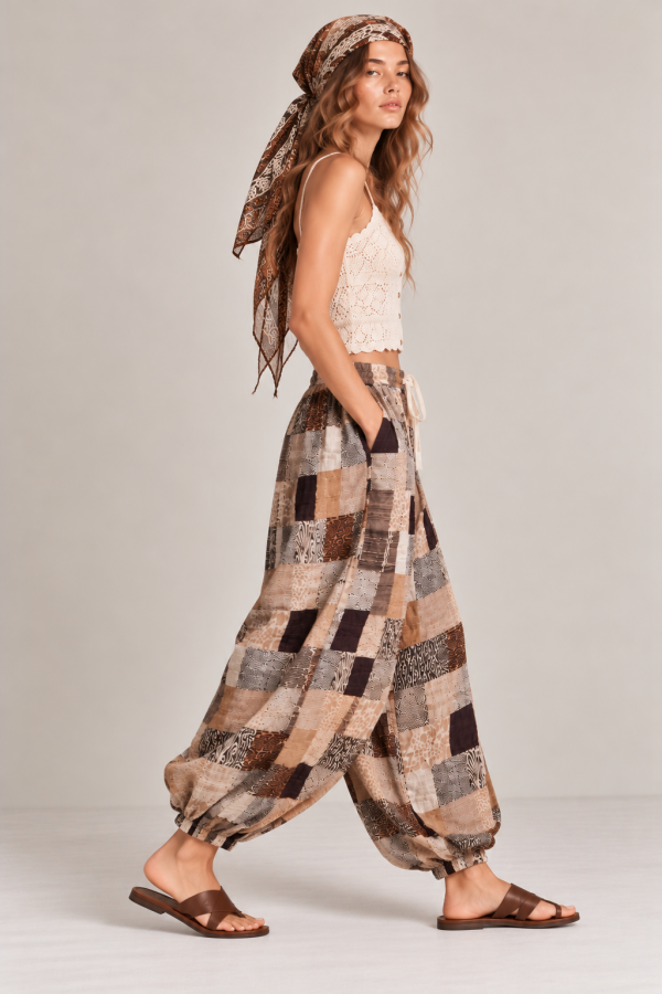 JJB8680P / Jade By Jane<br/>ANIMAL PRINT PATCHWORK BALLOON PANTS