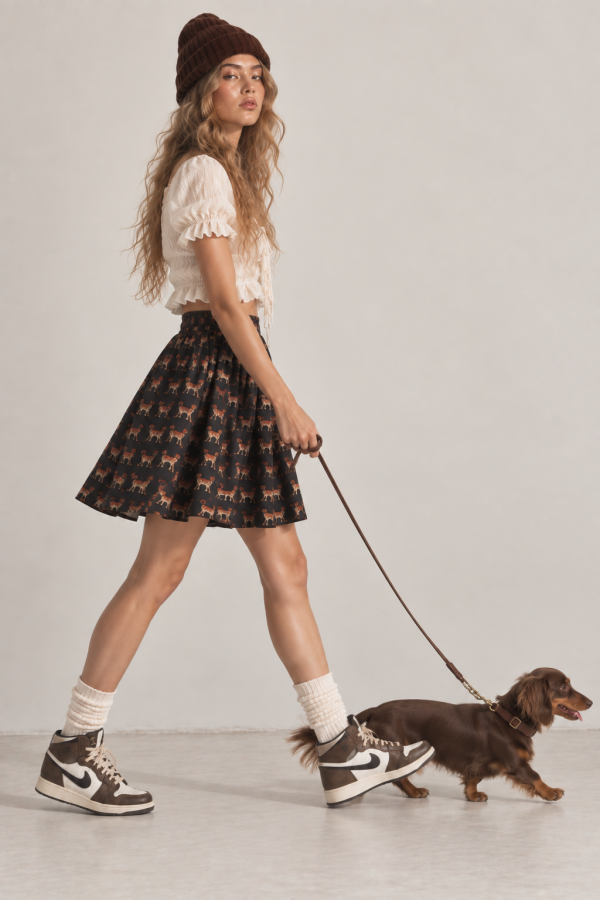 JJS6347 / Jade By Jane<br/>DACHSHUND PRINT MINI SKIRT