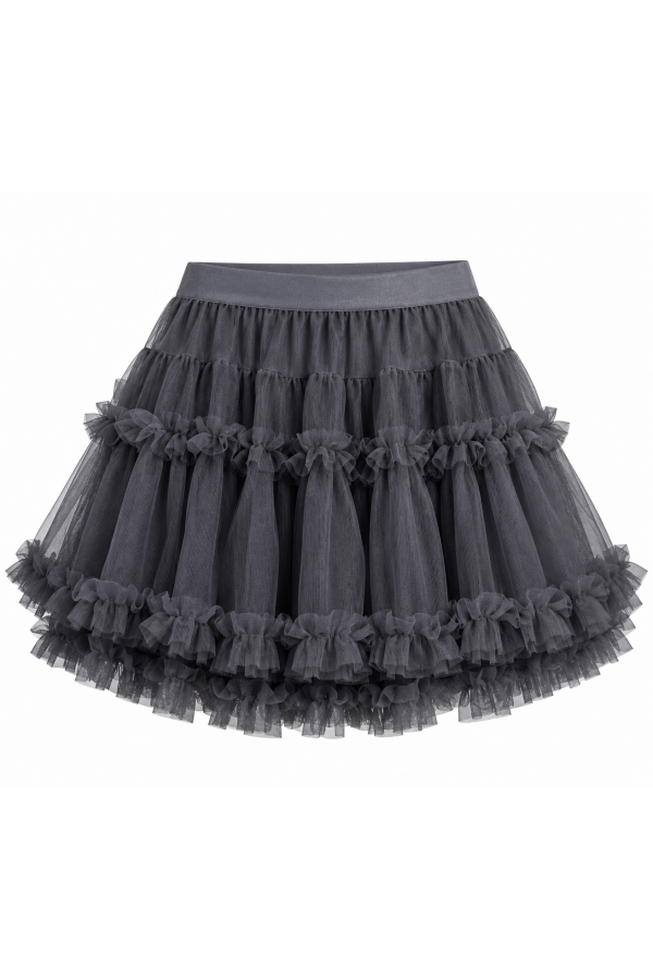 JJS8581P / Jade By Jane<br/>PLUS SIZE TIERED RUFFLE TULLE MINI SKIRT