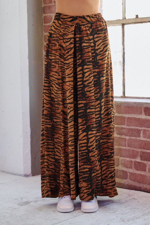 KRP3071-6 / Jade By Jane<br/>TIGER PRINT WIDE LEG PANTS
