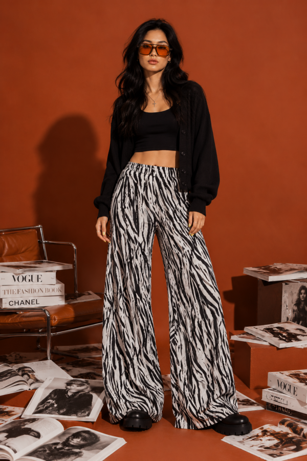 KRP5788-6 / Jade By Jane<br/>ZEBRA PRINT WIDE LEG PANTS