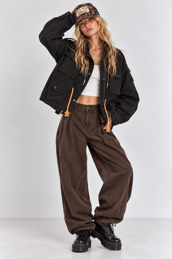 KRT1718-1P / Jade By Jane<br/>PLUS SIZE OVERSIZED UTILITY CARGO JACKET