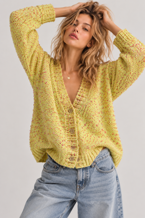SWT1560P / Jade By Jane<br/>SPECKLED KNIT CARDIGAN