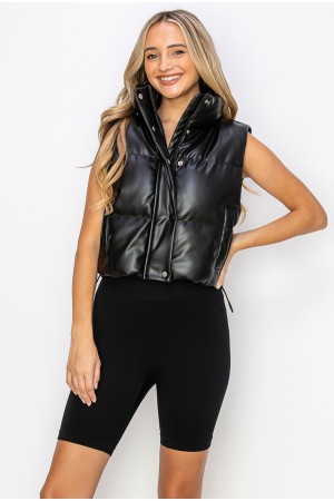 2356 / ANWND<br/>DRAWSTRING FAUX LEATHER VEST