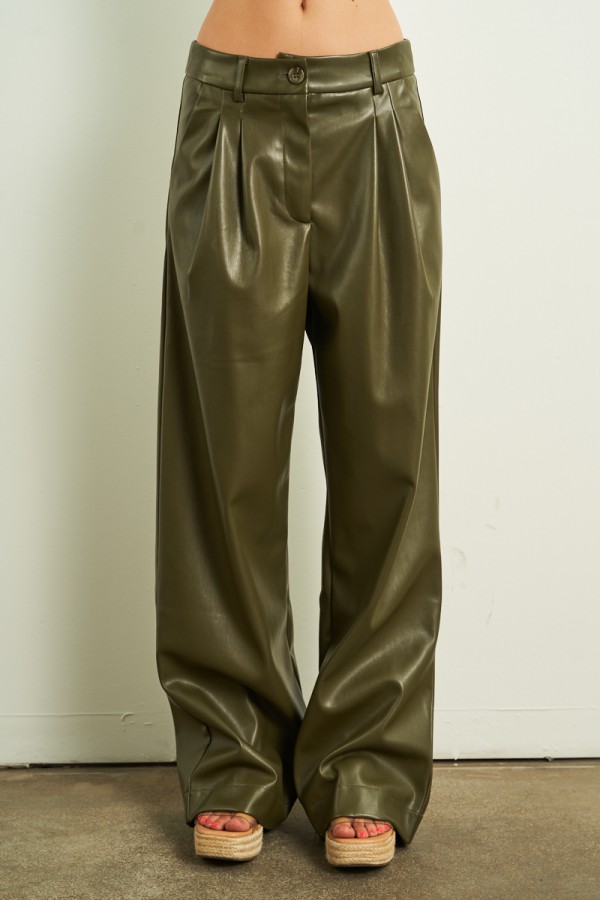 6929 / ANWND<br/>Faux Leather Wide Leg Pants