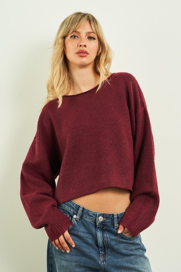80056 / ANWND<br/>Oversized Crew Neck Cropped Sweater