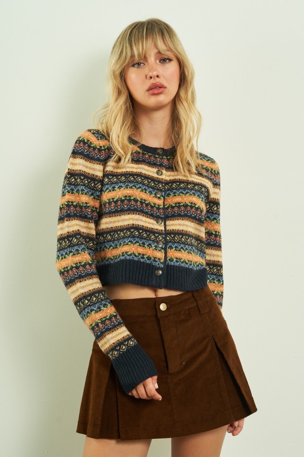 80311 / ANWND<br/>Vintage Fair Isle Cropped Cardigan